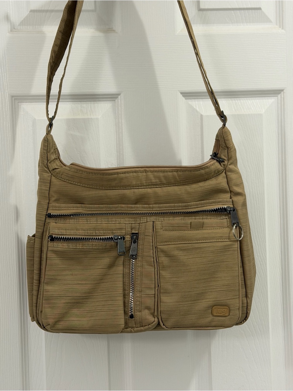 Lug Double Dutch Crossbody Bag in Brushed Gold - Lightweight Travel Shoulder Bag